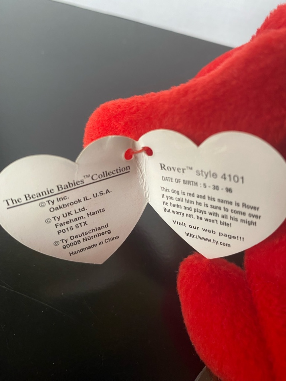 Ty Red Plush Dog with Heart Tag